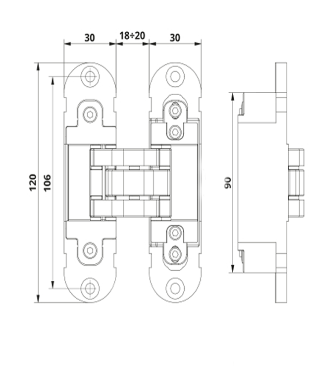 Paumelle invisible noir in300120 /cach Paumelle invisible noir in300120 /cach