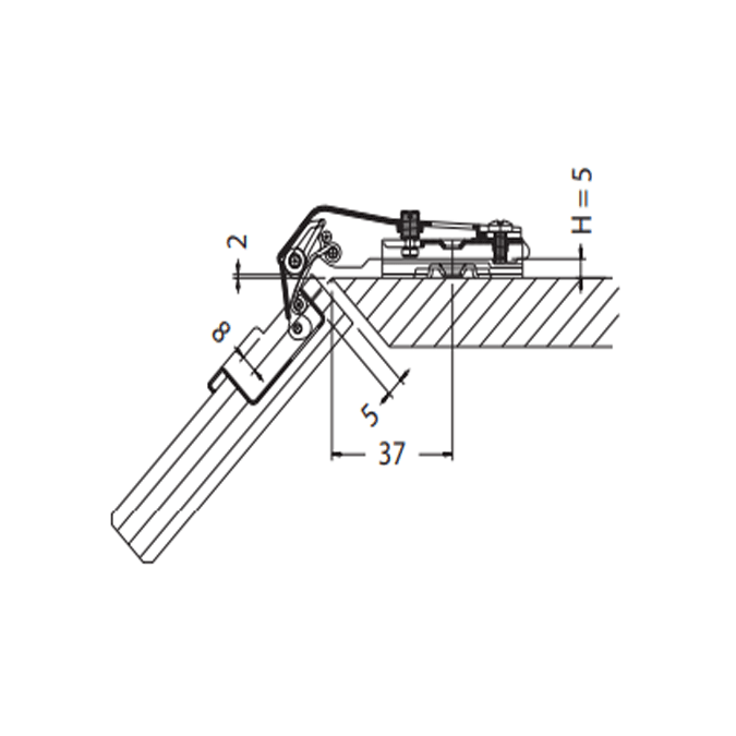 Charnière invisible p44 a cheville danco